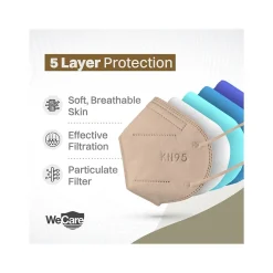 WeCare Disposable KN95 Face Masks, One Size, Assorted Earth Tones, 20/Pack, 3 Packs/Carton (TBN203258)
