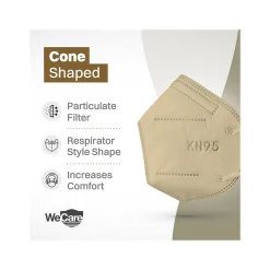 WeCare Earth Tones Disposable KN95 Fabric Face Masks, One Size, Assorted Colors, 20/Pack, 50 Packs/Carton (TBN203262)