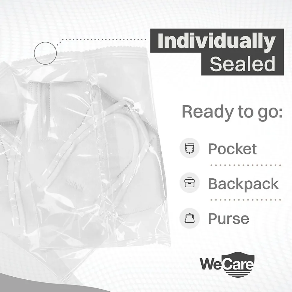 WeCare KN95 Disposable Face Mask, Adult, White, 20/Pack (WMN100002)