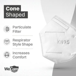 WeCare KN95 Disposable Face Mask, Adult, White, 20 Masks/Box, 3 Boxes/Pack (TBN202718)