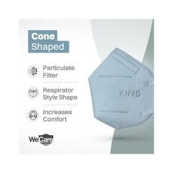 WeCare Ocean Tones Disposable KN95 Fabric Face Masks, One Size, Assorted Colors, 20/Pack, 50 Packs/Carton (TBN203261)