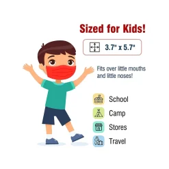 WeCare 3-ply Disposable Face Mask, Kids, Red, 50/Box (WMN100029)