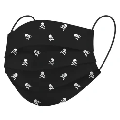 WeCare 3-ply Disposable Face Mask, Individually Wrapped, Kids, Black Skull Bones, 50/Box (WMN100097)