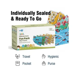 WeCare 3-ply Disposable Face Masks, Kids, Assorted Silly Face Designs, 50/Box (WMN100098)
