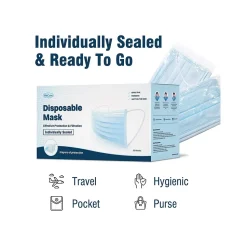 WeCare 3-ply Disposable Face Mask, Adult, Blue, 50/Box (WMN100003)