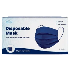 WeCare 3-ply Disposable Face Mask, Adult, Navy, 50/Box (WMN100022)