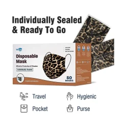 WeCare 3-ply Disposable Face Mask, Adult, Leopard, 50/Pack (WMN100072)