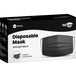 WeCare 3-ply Disposable Face Mask, Adult, Midnight Black, 50/Box (WMN100119)
