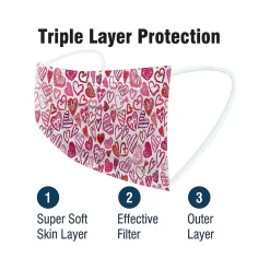 WeCare 3-ply Disposable Face Masks, Kids, Assorted Crayon Art Designs, 50/Box (WMN100116)