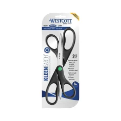 Westcott KleenEarth 8" Stainless Steel Scissors, Pointed Tip, Black, 2/Pack (15179)