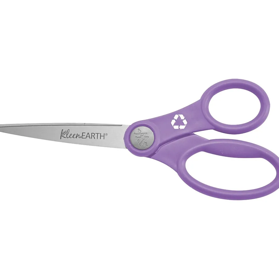 Westcott KleenEarth 8" Stainless Steel Standard Scissors, Assorted Colors, 2/Pack (14882)