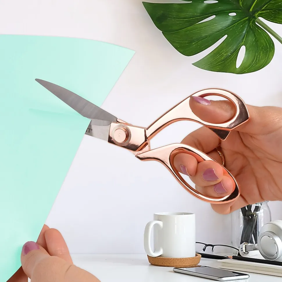 Westcott® Vintage 8" Stainless Steel Heavy Duty Scissors, Pointed Tip, Rose Gold Finish (16968)