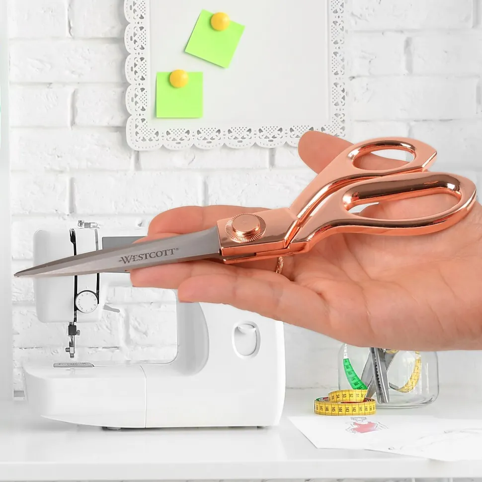 Westcott® Vintage 8" Stainless Steel Heavy Duty Scissors, Pointed Tip, Rose Gold Finish (16968)