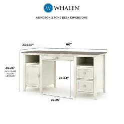 Whalen Abington 60"W Wood Computer Desk, Dusty Aged Oak/Antique White (SPUS-ABTD)