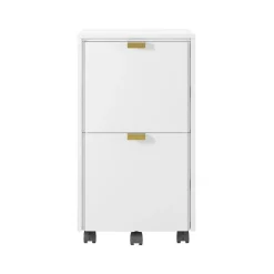 Whalen Breenly 2-Drawer Mobile Vertical File Cabinet, Letter/Legal Size, 28"H x 16"W x 20.63"D, Off-White/Gold (SPUS-BRMF-WH)