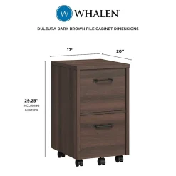 Whalen Dulzura 2-Drawer Mobile Vertical File Cabinet, Letter/Legal Size, 29.25
