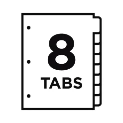 Wilson Jones View-Tab Blank Polypropylene/PP Dividers, 8-Tab, Multicolor (W55063)