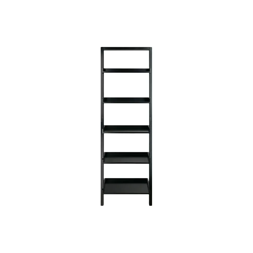 Winsome Bellamy 5-Shelf 69"H Leaning Bookcase, Black (29553)