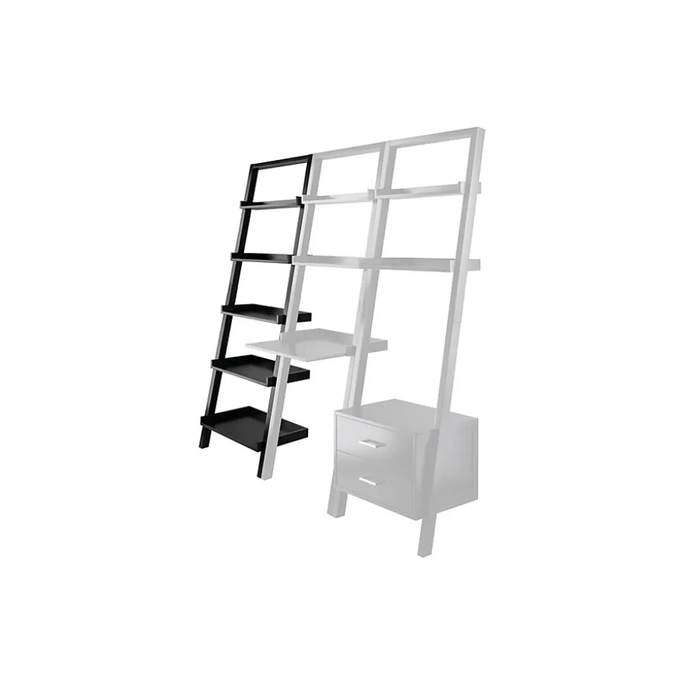 Winsome Bellamy 5-Shelf 69"H Leaning Bookcase, Black (29553)