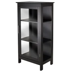 Winsome Poppy Display Cabinet with 3-Sided Tempered Glass, 47.2"H, Black (20523)