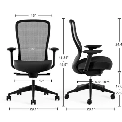 Workplace2.0™ Ayalon Ergonomic Fabric Swivel Task Chair, Black (UN51505)