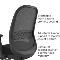 Workplace2.0™ Bedford Ergonomic Fabric/Mesh Swivel Task Chair, Black (UN60991)
