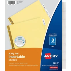 WorkSaver Insertable Tab Index Dividers, 8-Tab, 8-1/2 x 11, Clear, 24 Sets/Box