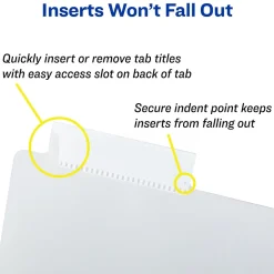 WorkSaver Insertable Tab Index Dividers, 8-Tab, 8-1/2 x 11, Clear, 24 Sets/Box