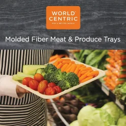 World Centric Fiber Trays, PLA Lined, PFAS Free, 8.2 x 5.7 x 0.7, Natural, 500/Carton