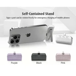 Worryfree Gadgets USB-C Power Bank, 5000 mAh, Purple (WED02)