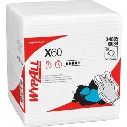 WypAll GeneralClean X60 Nylon Cleaning Wipers, 12" x 12.5", White, 76 Wipers/Box, 12/Carton (34865)
