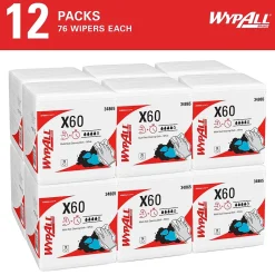 WypAll GeneralClean X60 Nylon Cleaning Wipers, 12" x 12.5", White, 76 Wipers/Box, 12/Carton (34865)