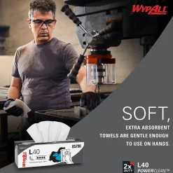 WypAll PowerClean L40 Cellulose Cleaning Wipers, 9.8
