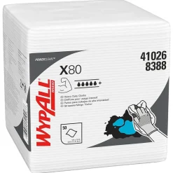 WypAll PowerClean X80 Nylon Cleaning Wipers, 12" x 12.5", White, 50 Wipers/Box, 4/Carton (41026)