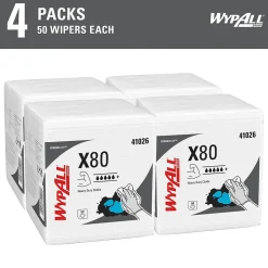 WypAll PowerClean X80 Nylon Cleaning Wipers, 12" x 12.5", White, 50 Wipers/Box, 4/Carton (41026)