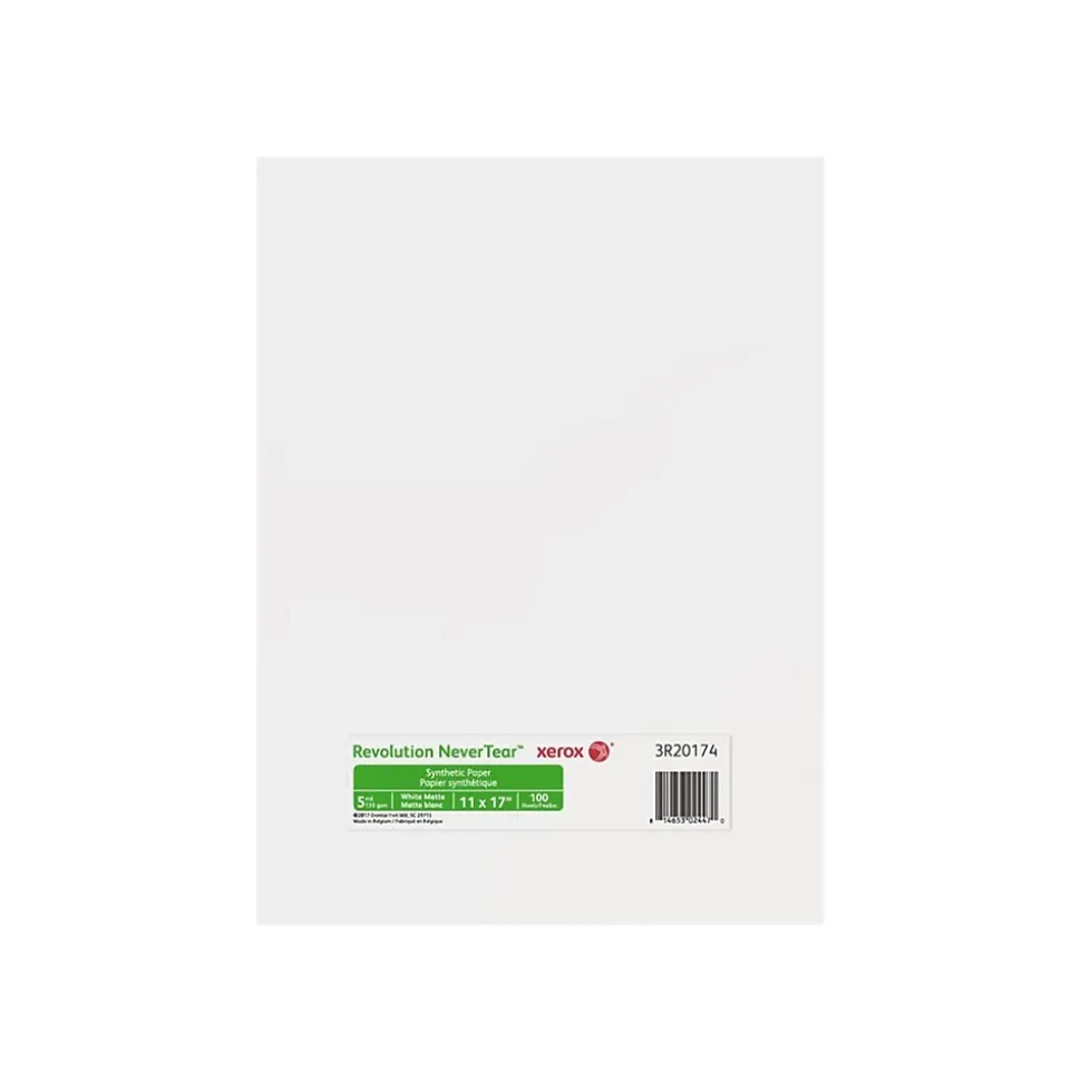 Xerox Revolution NeverTear Matte Photo Paper, 11" x 17", 100 Sheets/Pack (XER3R20174)