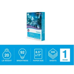 Xerox Vitality 8.5" x 11" Multipurpose Paper, 20 lbs., 92 Brightness, 500 Sheets/Ream (3R02047PY)