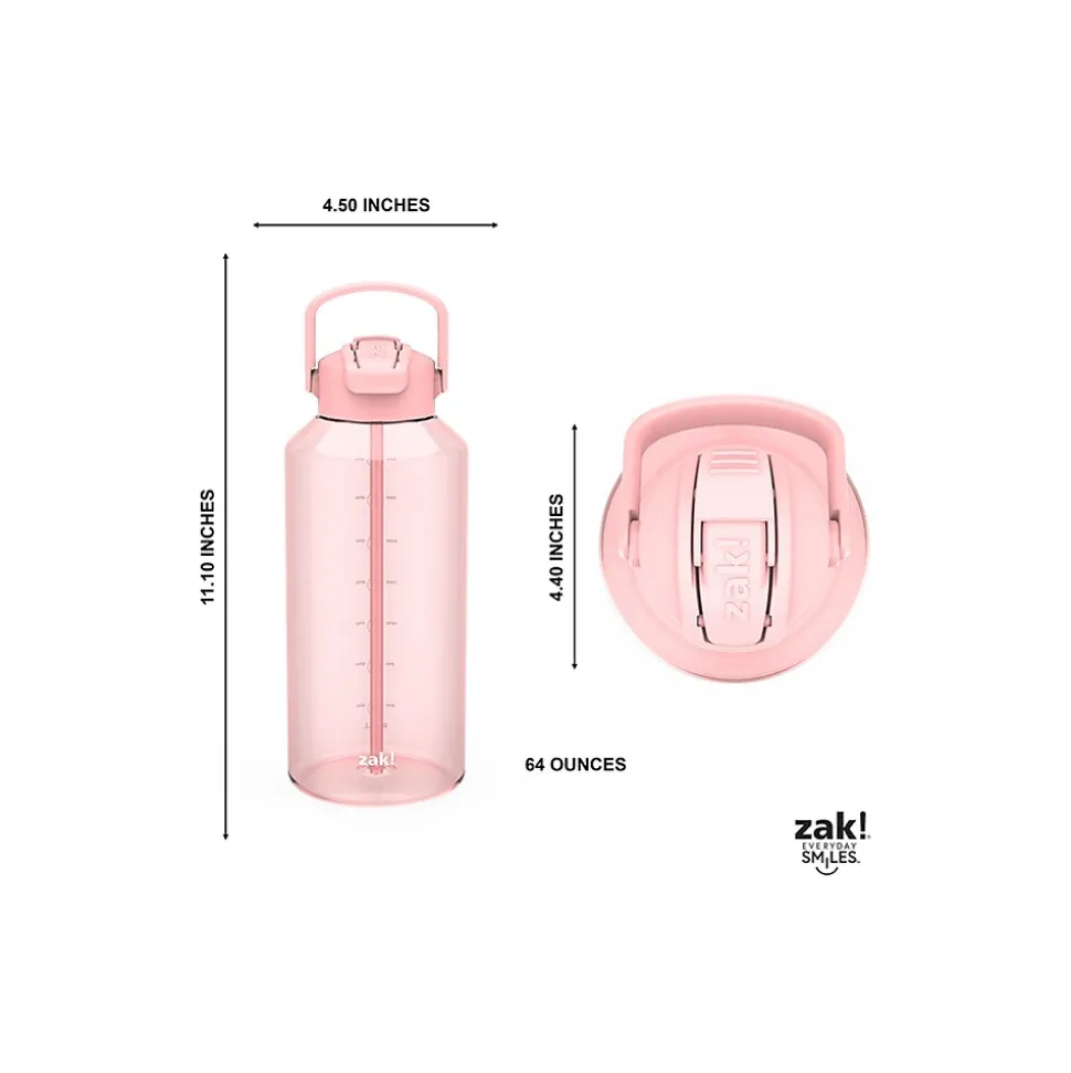 Zak! Liberty Plastic Water Bottle, 64 oz., Coral (2546-X270)