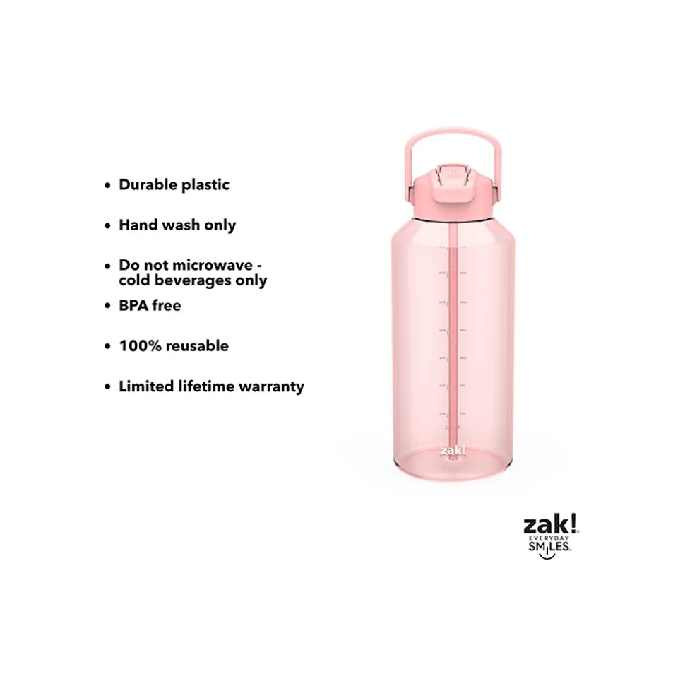 Zak! Liberty Plastic Water Bottle, 64 oz., Coral (2546-X270)