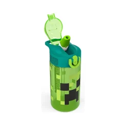 Zak! Minecraft Meadow Polypropylene Water Bottle, 16 oz., Green/Black (MICR-T120)