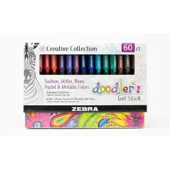 Zebra doodler'z Gel Pen, Medium Point, 1.0mm, Assorted Ink, 60 Pack (41960)