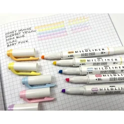 Zebra Mildliner Twin Tip Highlighters, Bullet/Chisel Tip, Gentle Assorted, 5/Pack (78705)