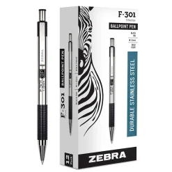 Zebra Pen F-301 Retractable Ballpoint Pens, Extra Bold, Black, Dozen (ZEB 27310)