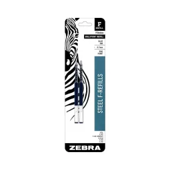 Zebra Steel F-Refill Ballpoint Pen Refill, Fine Point, Blue Ink, 2 Pack (85522)