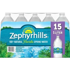 Zephyrhills 100% Natural Spring Water, Regular Flavor, 33.8 oz. Plastic Bottles, 15/Carton (11475332)